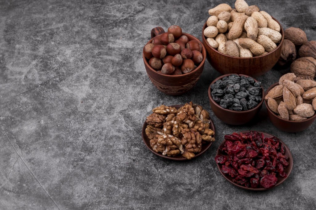 high angle nuts with copy space